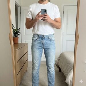 Scotch & Soda 28x32 Skim X Jeans Mens Blue Good Distressed Light Wash Slim Fit